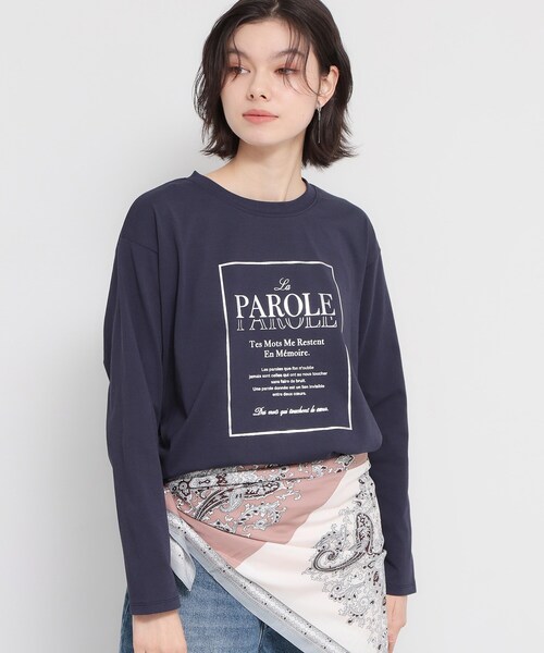 THE SHOP TK （ザ ショップ ティーケー ）の「ロゴ箔プリントロンTee（Tシャツ/カットソー・レディース・ネイビー/オフホワイト・12/13）」の6枚目の写真
