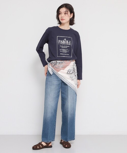 THE SHOP TK （ザ ショップ ティーケー ）の「ロゴ箔プリントロンTee（Tシャツ/カットソー・レディース・ネイビー/オフホワイト・12/13）」の8枚目の写真