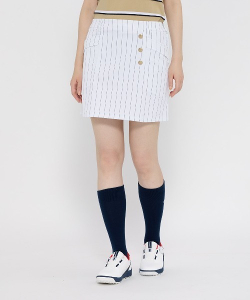 【新品・爽やか】　RLX ゴルフ　スカート　白　青　ストライプ セール】ストライプスカート（スカート）｜le coq sportif GOLF