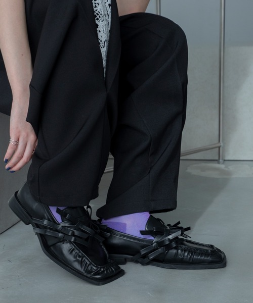 VACANCY（ヴァカンシー）の「ダブルリボンデザインローファー（ローファー・レディース・ブラック・SMALL/LARGE/MEDIUM）」の8枚目の写真