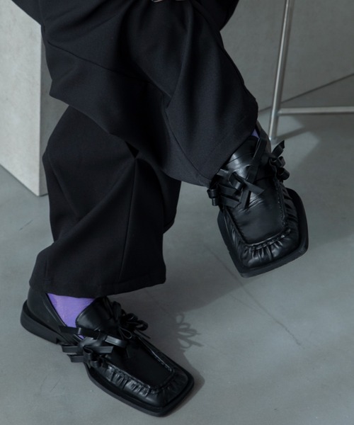 VACANCY（ヴァカンシー）の「ダブルリボンデザインローファー（ローファー・レディース・ブラック・SMALL/LARGE/MEDIUM）」の9枚目の写真