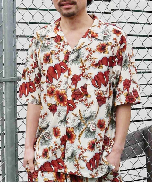 lost（ロスト）の「lost/ロスト NEAT SHIRT 半袖シャツ LM6S-2401（シャツ/ブラウス・メンズ・オフホワイト/ブラック/ホワイト/グリーン/ピンク・M/L）」の2枚目の写真