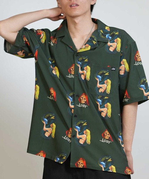 lost（ロスト）の「lost/ロスト NEAT SHIRT 半袖シャツ LM6S-2401（シャツ/ブラウス・メンズ・オフホワイト/ブラック/ホワイト/グリーン/ピンク・M/L）」の4枚目の写真