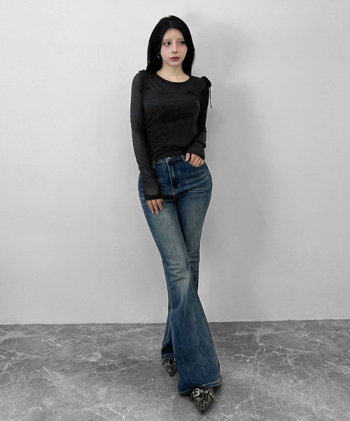 FOLLOWIN(フォロウィン)の「【冷房/UV対策】シアートップス×キャミソール 【2点セット】(Tシャツ/カットソー・レディース・ブラック/アイボリー/グレー・FREE)」の17枚目の写真