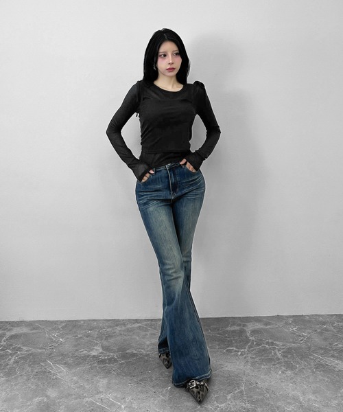 FOLLOWIN(フォロウィン)の「【冷房/UV対策】シアートップス×キャミソール 【2点セット】(Tシャツ/カットソー・レディース・ブラック/アイボリー/グレー・FREE)」の18枚目の写真