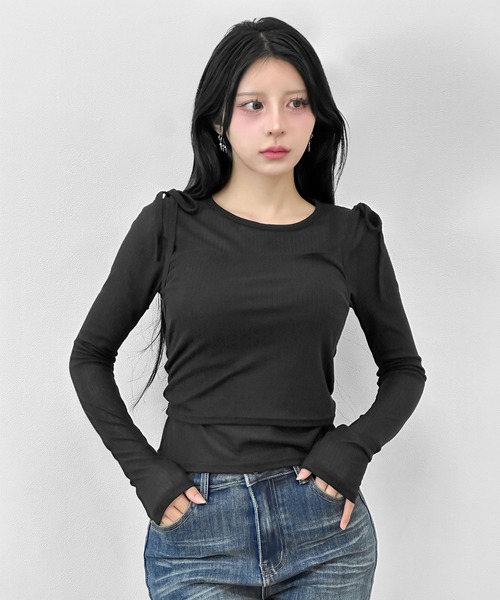 FOLLOWIN(フォロウィン)の「【冷房/UV対策】シアートップス×キャミソール 【2点セット】(Tシャツ/カットソー・レディース・ブラック/アイボリー/グレー・FREE)」の20枚目の写真