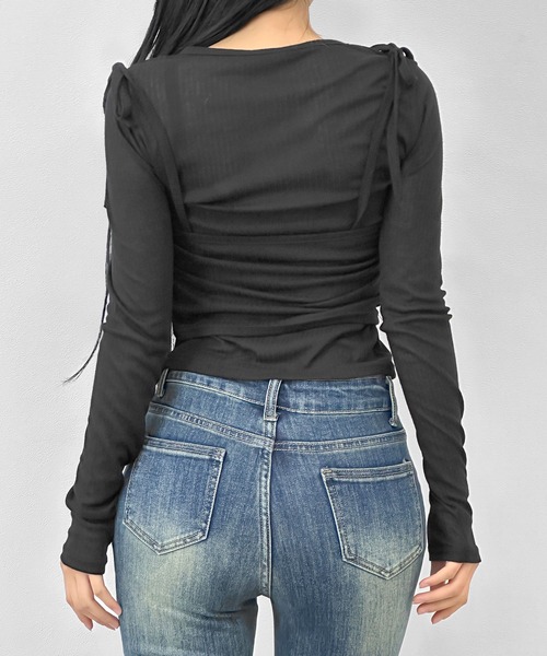 FOLLOWIN(フォロウィン)の「【冷房/UV対策】シアートップス×キャミソール 【2点セット】(Tシャツ/カットソー・レディース・ブラック/アイボリー/グレー・FREE)」の21枚目の写真