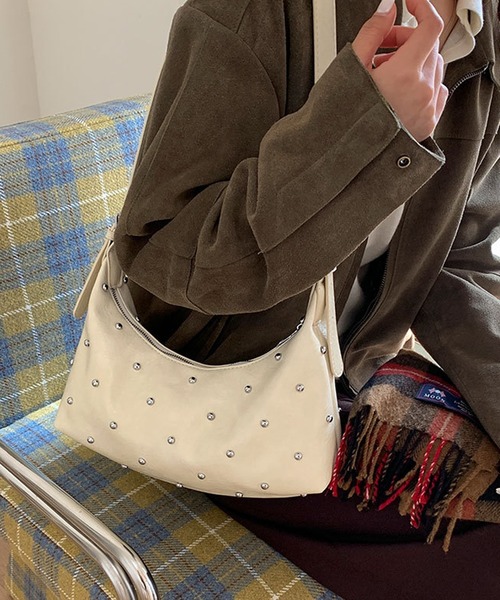 HALEY PESCA（ヘーリーペスカ）の「HALEY PESCA/2way スタッズショルダー　ハンドバッグ（ショルダーバッグ・レディース・ホワイト/ブラウン/ブラック・FREE）」の5枚目の写真