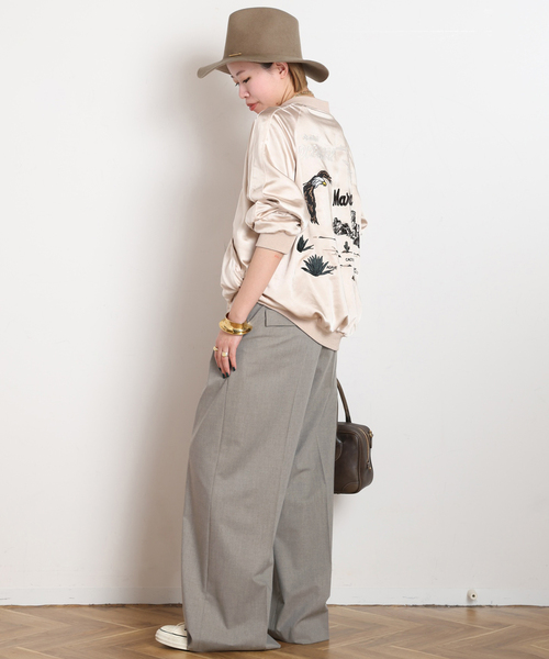 AP STUDIO(エーピーストゥディオ)の「Viatore High-waisted Pants(スラックス・レディース・ブラック/チャコールグレー・36/34/40/38)」の6枚目の写真