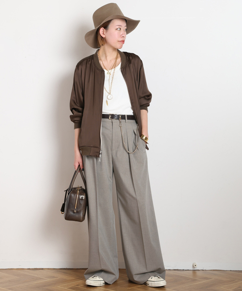 AP STUDIO(エーピーストゥディオ)の「Viatore High-waisted Pants(スラックス・レディース・ブラック/チャコールグレー・36/34/40/38)」の8枚目の写真