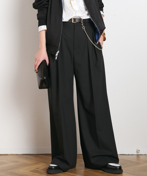 AP STUDIO(エーピーストゥディオ)の「Viatore High-waisted Pants(スラックス・レディース・ブラック/チャコールグレー・36/34/40/38)」の14枚目の写真