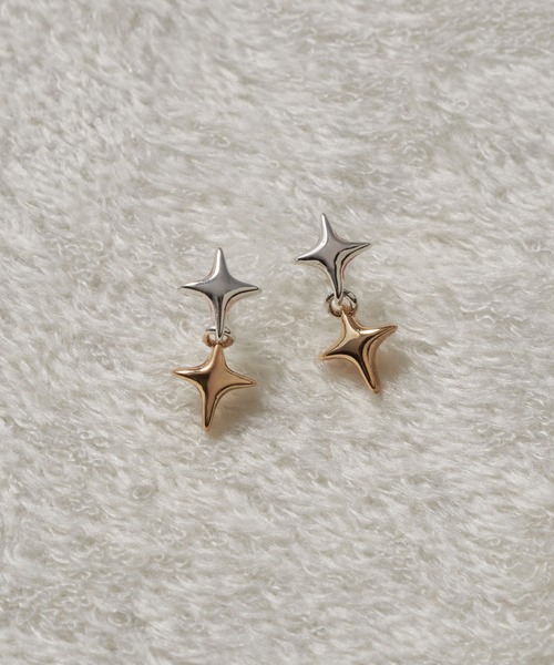 GOLDY(ゴールディ)の「ダブル トィンクル ピアス(ピアス(両耳用)・レディース・シルバー/ゴールド/シルバー×ゴールド・FREE)」の2枚目の写真