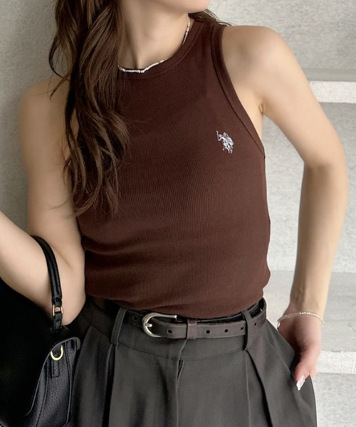 U.S. POLO ASSN.（ユーエスポロアッスン）の「【Ada.別注 U.S. POLO ASSN】アメスリ タンクトップ（タンクトップ・レディース・チャコール/ホワイト/ブラウン・FREE）」の3枚目の写真