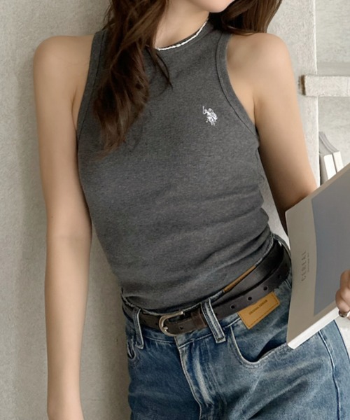 U.S. POLO ASSN.（ユーエスポロアッスン）の「【Ada.別注 U.S. POLO ASSN】アメスリ タンクトップ（タンクトップ・レディース・チャコール/ホワイト/ブラウン・FREE）」の14枚目の写真
