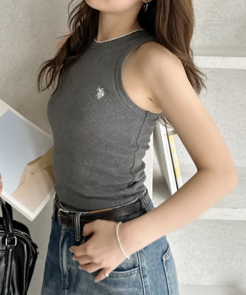 U.S. POLO ASSN.（ユーエスポロアッスン）の「【Ada.別注 U.S. POLO ASSN】アメスリ タンクトップ（タンクトップ・レディース・チャコール/ホワイト/ブラウン・FREE）」の12枚目の写真