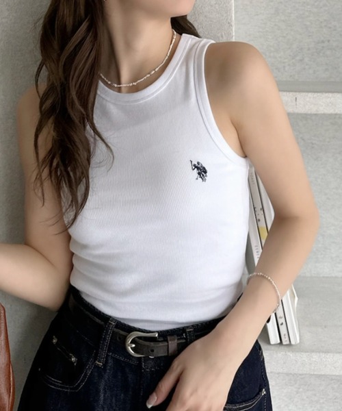 U.S. POLO ASSN.（ユーエスポロアッスン）の「【Ada.別注 U.S. POLO ASSN】アメスリ タンクトップ（タンクトップ・レディース・チャコール/ホワイト/ブラウン・FREE）」の6枚目の写真