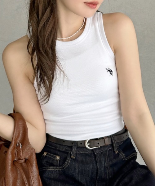U.S. POLO ASSN.（ユーエスポロアッスン）の「【Ada.別注 U.S. POLO ASSN】アメスリ タンクトップ（タンクトップ・レディース・チャコール/ホワイト/ブラウン・FREE）」の10枚目の写真
