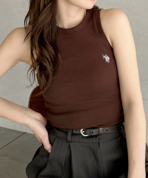 U.S. POLO ASSN.（ユーエスポロアッスン）の「【Ada.別注 U.S. POLO ASSN】アメスリ タンクトップ（タンクトップ・レディース・チャコール/ホワイト/ブラウン・FREE）」の18枚目の写真