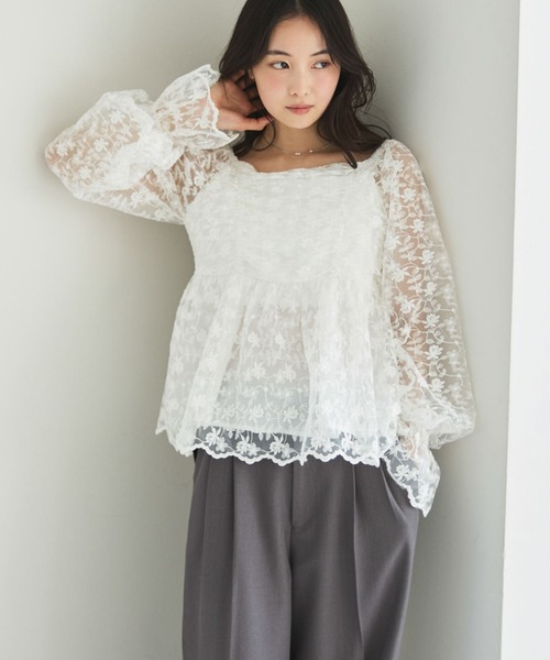 archives(アルシーヴ)の「刺繍レース2wayオフショルブラウス(シャツ/ブラウス・レディース・オフホワイト/グレー/ブラック・MEDIUM)」の12枚目の写真