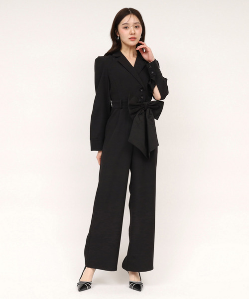 ROYAL PARTY（ロイヤルパーティー）の「【丈が選べる】リボンベルト付ケープ風オールインワン（つなぎ/オールインワン・レディース・ブラック/グレー/オフホワイト・FREE/FS）」の12枚目の写真