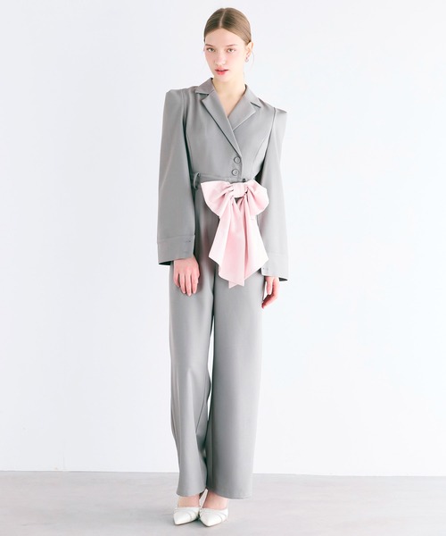 ROYAL PARTY（ロイヤルパーティー）の「【丈が選べる】リボンベルト付ケープ風オールインワン（つなぎ/オールインワン・レディース・ブラック/グレー/オフホワイト・FREE/FS）」の20枚目の写真