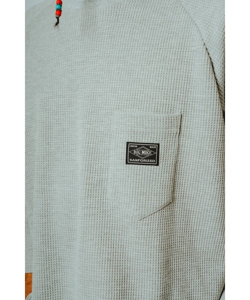 BIG MIKE（ビッグマイク）の「BIG MIKE ビッグマイク / サーマル ワッフル 7分袖 ラグランTシャツ サングラスポケット / 102618740（Tシャツ/カットソー・メンズ・ブラック/ナチュラル/杢グレー/グレイッシュブルー・MEDIUM/X-LARGE/LARGE）」の5枚目の写真