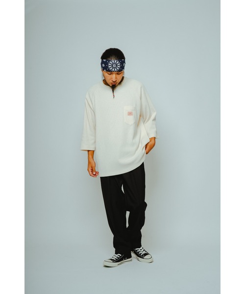 BIG MIKE（ビッグマイク）の「BIG MIKE ビッグマイク / サーマル ワッフル 7分袖 ラグランTシャツ サングラスポケット / 102618740（Tシャツ/カットソー・メンズ・ブラック/ナチュラル/杢グレー/グレイッシュブルー・MEDIUM/X-LARGE/LARGE）」の15枚目の写真