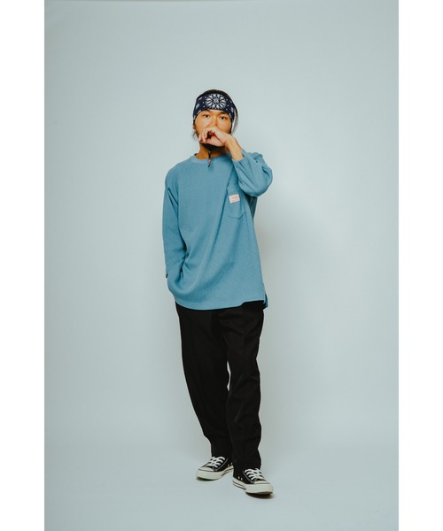 BIG MIKE（ビッグマイク）の「BIG MIKE ビッグマイク / サーマル ワッフル 7分袖 ラグランTシャツ サングラスポケット / 102618740（Tシャツ/カットソー・メンズ・ブラック/ナチュラル/杢グレー/グレイッシュブルー・MEDIUM/X-LARGE/LARGE）」の16枚目の写真