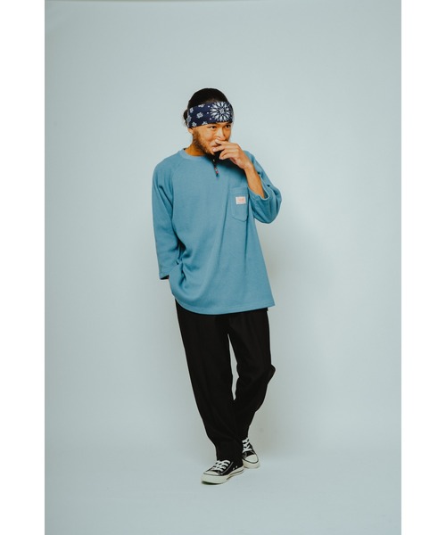 BIG MIKE（ビッグマイク）の「BIG MIKE ビッグマイク / サーマル ワッフル 7分袖 ラグランTシャツ サングラスポケット / 102618740（Tシャツ/カットソー・メンズ・ブラック/ナチュラル/杢グレー/グレイッシュブルー・MEDIUM/X-LARGE/LARGE）」の10枚目の写真