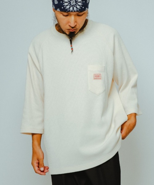 BIG MIKE（ビッグマイク）の「BIG MIKE ビッグマイク / サーマル ワッフル 7分袖 ラグランTシャツ サングラスポケット / 102618740（Tシャツ/カットソー・メンズ・ブラック/ナチュラル/杢グレー/グレイッシュブルー・MEDIUM/X-LARGE/LARGE）」の22枚目の写真
