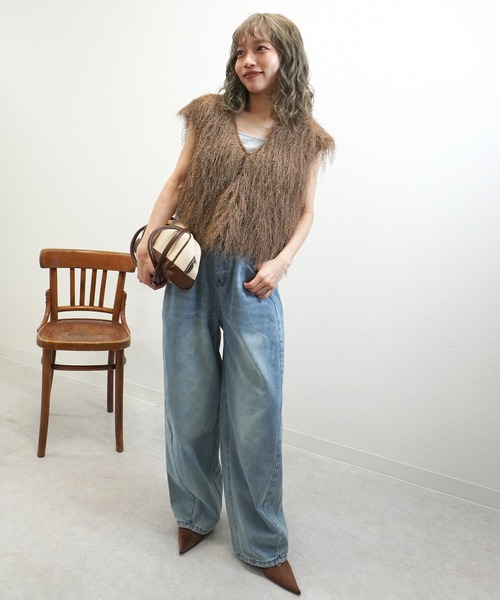 gossara（ゴサラ）の「サマーシャギーVネックベスト（ベスト・レディース・グレー/アイボリー/モカ・FREE）」の10枚目の写真