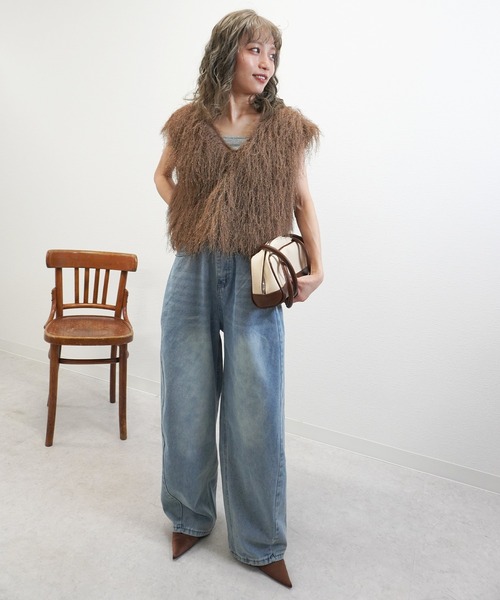 gossara（ゴサラ）の「サマーシャギーVネックベスト（ベスト・レディース・グレー/アイボリー/モカ・FREE）」の11枚目の写真