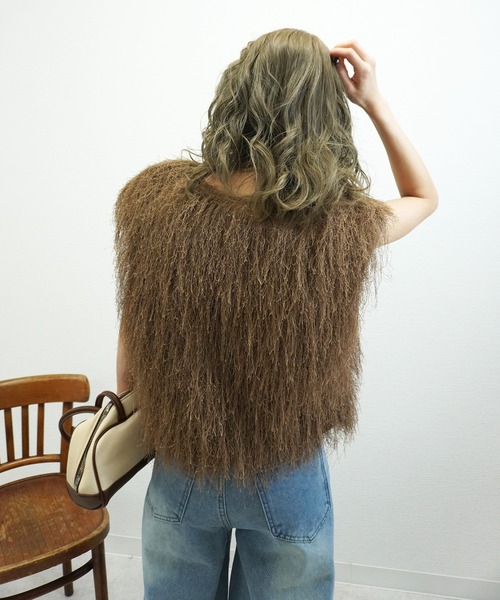 gossara（ゴサラ）の「サマーシャギーVネックベスト（ベスト・レディース・グレー/アイボリー/モカ・FREE）」の16枚目の写真