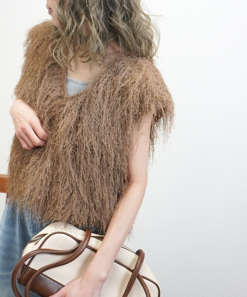 gossara（ゴサラ）の「サマーシャギーVネックベスト（ベスト・レディース・グレー/アイボリー/モカ・FREE）」の13枚目の写真