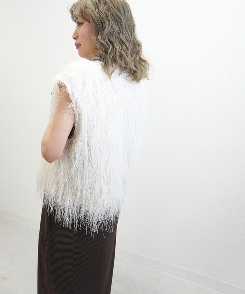 gossara（ゴサラ）の「サマーシャギーVネックベスト（ベスト・レディース・グレー/アイボリー/モカ・FREE）」の22枚目の写真