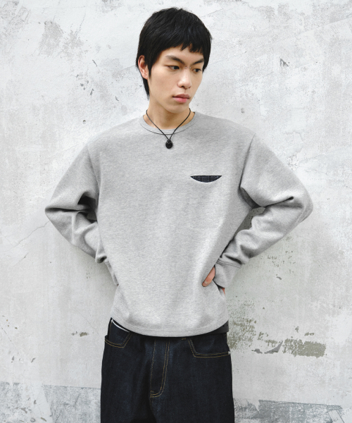 INTEMPOMOOD(インテンポムード)の「チェックインポケットロングスリーブ_グレー(Tシャツ/カットソー・メンズ・グレー・MEDIUM/LARGE)」の3枚目の写真