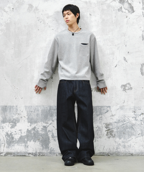 INTEMPOMOOD(インテンポムード)の「チェックインポケットロングスリーブ_グレー(Tシャツ/カットソー・メンズ・グレー・MEDIUM/LARGE)」の6枚目の写真