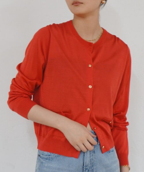 LOUNGEDRESS（ラウンジドレス）の「シルクニットカーデ（カーディガン/ボレロ・レディース・ブラック/キャメル/オレンジ・FREE）」の3枚目の写真