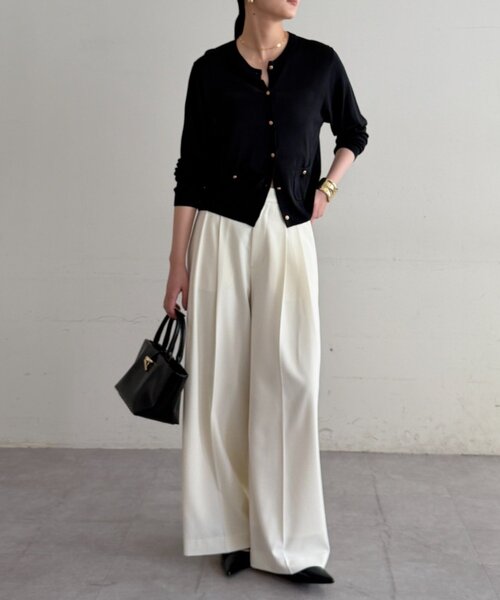 LOUNGEDRESS（ラウンジドレス）の「シルクニットカーデ（カーディガン/ボレロ・レディース・ブラック/キャメル/オレンジ・FREE）」の4枚目の写真