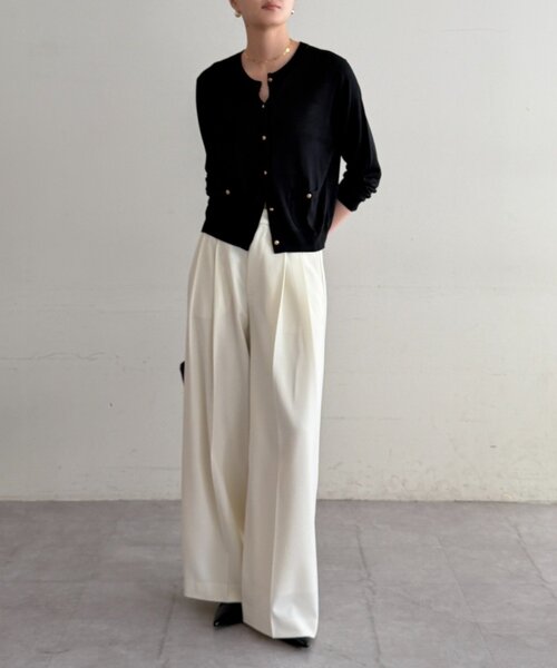 LOUNGEDRESS（ラウンジドレス）の「シルクニットカーデ（カーディガン/ボレロ・レディース・ブラック/キャメル/オレンジ・FREE）」の6枚目の写真