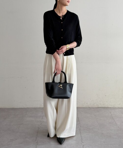 LOUNGEDRESS（ラウンジドレス）の「シルクニットカーデ（カーディガン/ボレロ・レディース・ブラック/キャメル/オレンジ・FREE）」の7枚目の写真