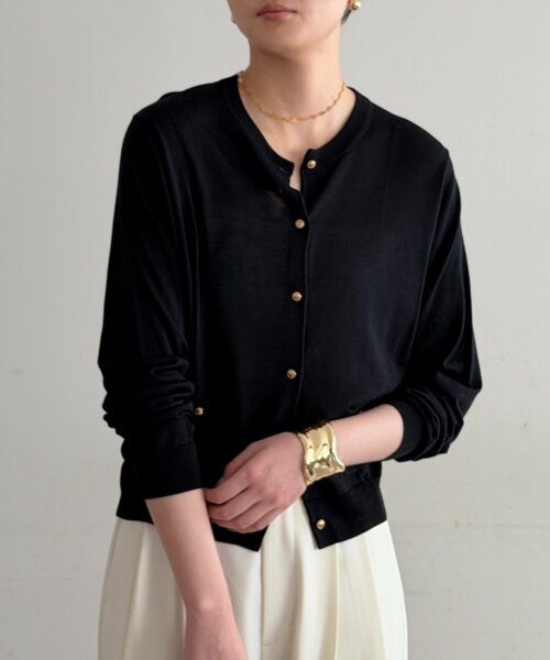 LOUNGEDRESS（ラウンジドレス）の「シルクニットカーデ（カーディガン/ボレロ・レディース・ブラック/キャメル/オレンジ・FREE）」の10枚目の写真