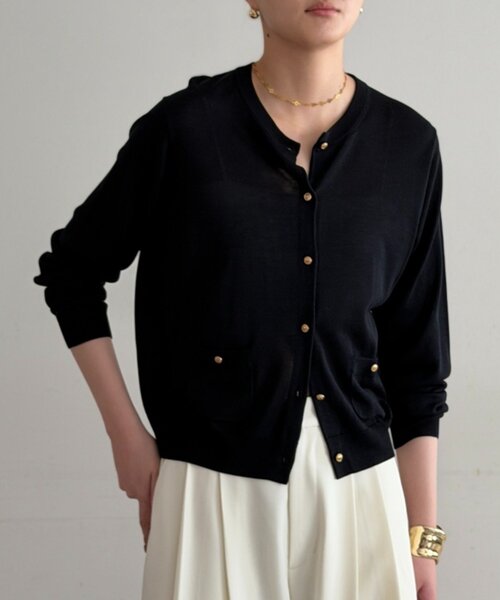 LOUNGEDRESS（ラウンジドレス）の「シルクニットカーデ（カーディガン/ボレロ・レディース・ブラック/キャメル/オレンジ・FREE）」の11枚目の写真