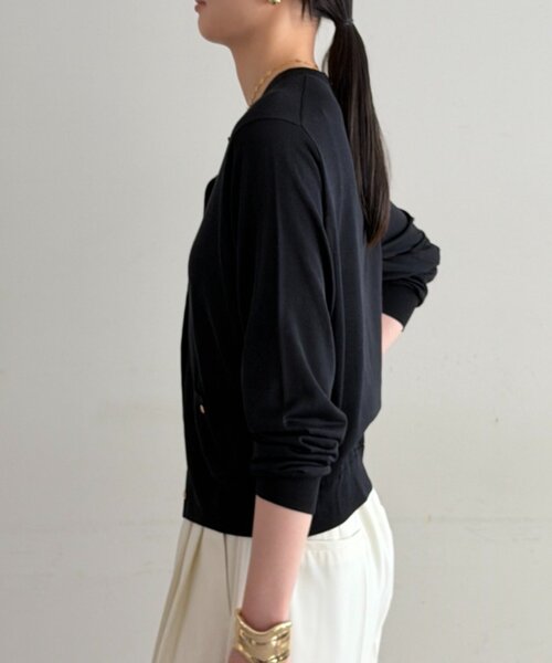 LOUNGEDRESS（ラウンジドレス）の「シルクニットカーデ（カーディガン/ボレロ・レディース・ブラック/キャメル/オレンジ・FREE）」の12枚目の写真