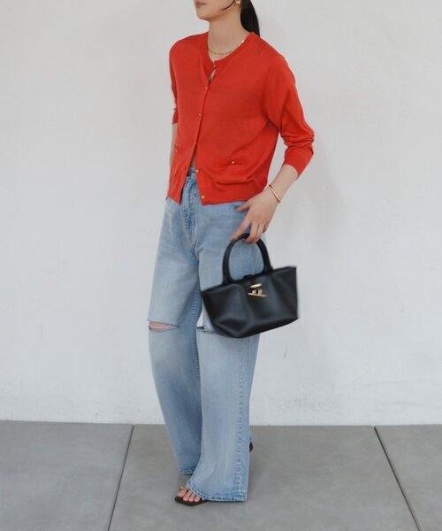 LOUNGEDRESS（ラウンジドレス）の「シルクニットカーデ（カーディガン/ボレロ・レディース・ブラック/キャメル/オレンジ・FREE）」の16枚目の写真