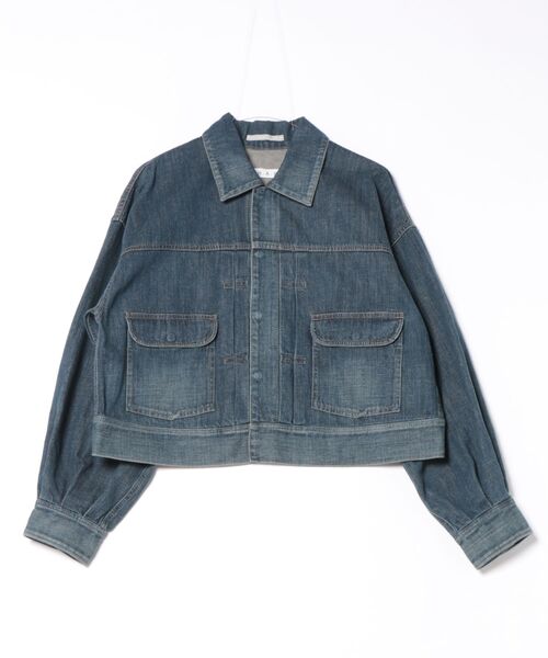 H.A.K（ハク）の「ドレープデニムボリュームスリーブGジャン（デニムジャケット・レディース・ネイビー/ブルー・FREE）」の2枚目の写真