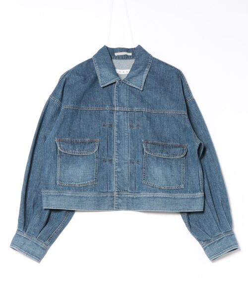 H.A.K（ハク）の「ドレープデニムボリュームスリーブGジャン（デニムジャケット・レディース・ネイビー/ブルー・FREE）」の5枚目の写真