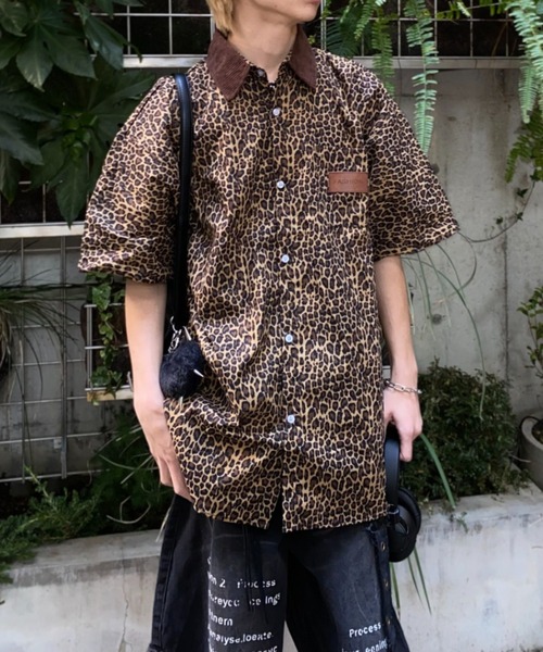 最終値下げ！！glamlipsレオパード柄ショート丈シャツ GB0226/SH07 : Leopard Open Collar Shirt / レオパードオープンカラー