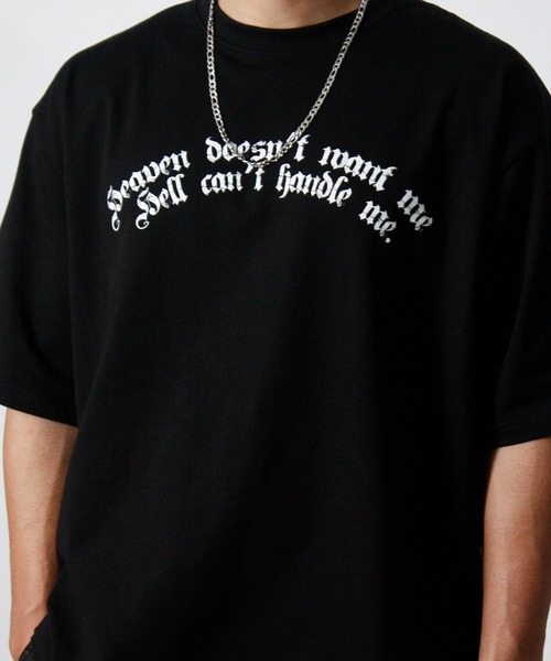 NYLAUS（ナイラス）の「【NYS】2026新作 エンジェル オールドイングリッシュ クロス プリント半袖Tシャツ バックプリントTシャツ（Tシャツ/カットソー・メンズ・ブラック/ホワイト/ブラック系その他・L/M）」の9枚目の写真