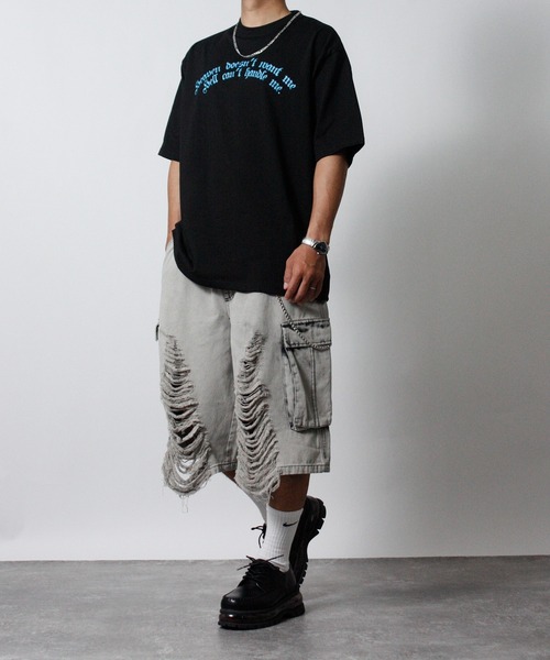 NYLAUS（ナイラス）の「【NYS】2026新作 エンジェル オールドイングリッシュ クロス プリント半袖Tシャツ バックプリントTシャツ（Tシャツ/カットソー・メンズ・ブラック/ホワイト/ブラック系その他・L/M）」の17枚目の写真